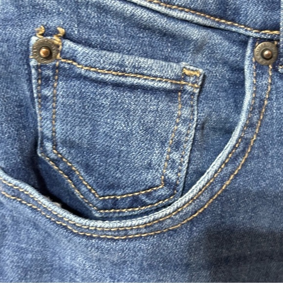 SOHO by New York and Company Distressed Blue Denim Overall Jeans Workwear Size M - Picture 6 of 15